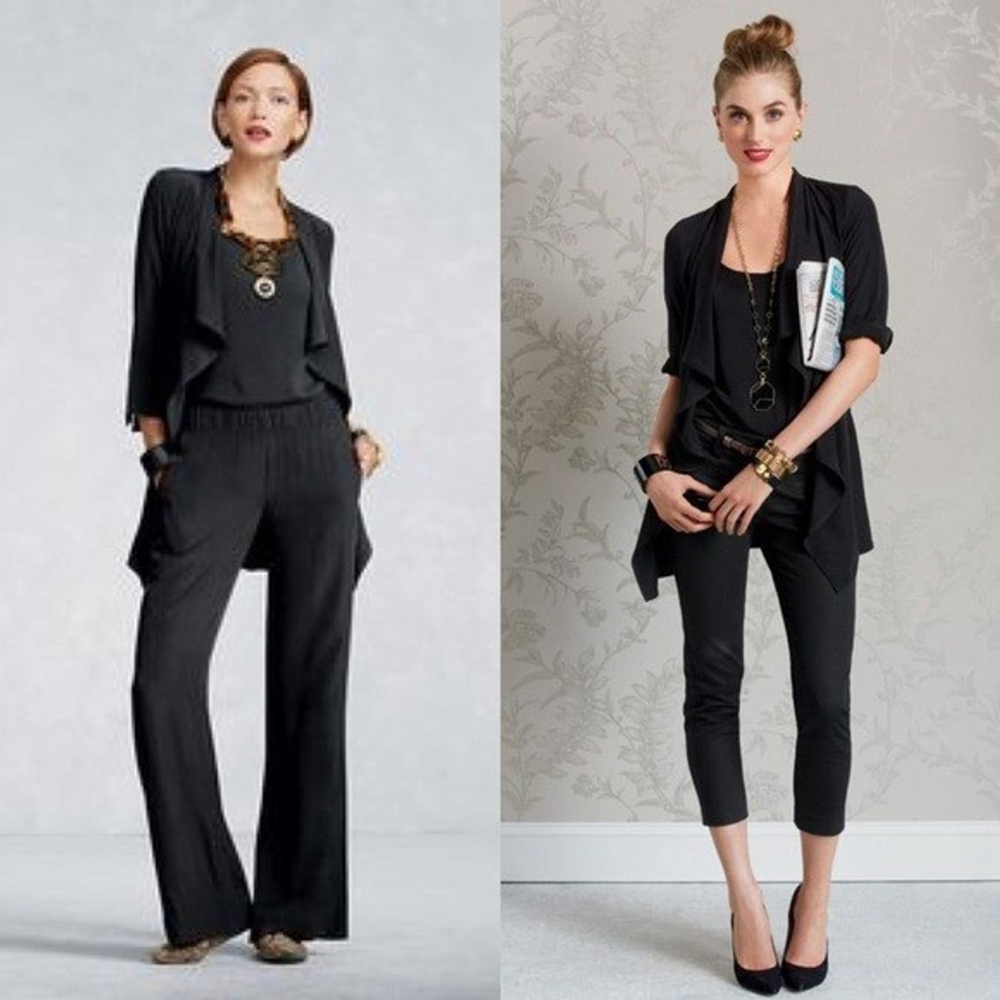 CAbi A la Carte belted tie jacket/Cardigan 418 black Sz M capsule piece